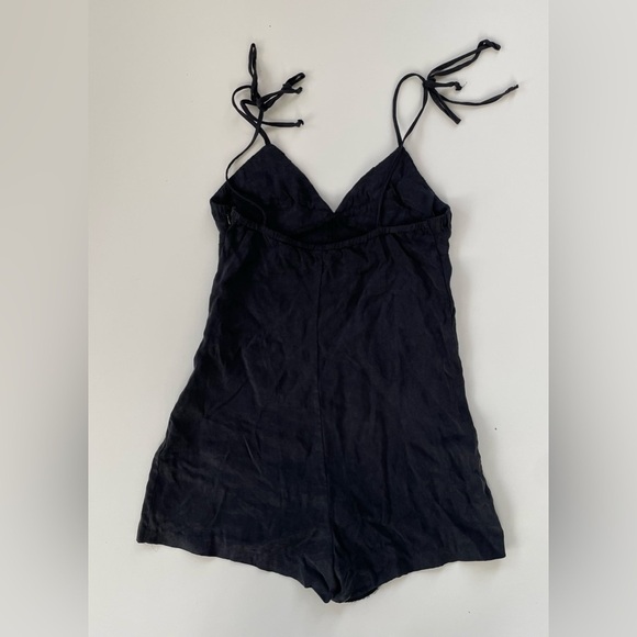 ZARA Women's Black Lyocell Tencel Drapey Pleated Romper Shoulder Straps Size XS - Picture 2 of 11